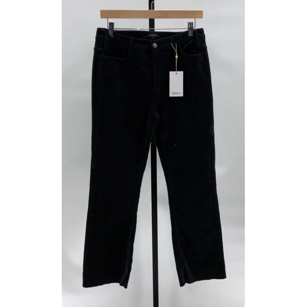 Quince Women's Organic Stretch Corduroy Flare Pants Black 4